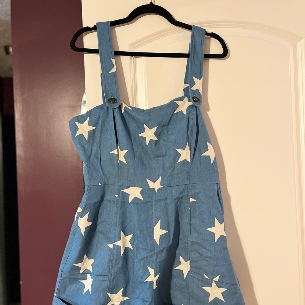 ModCloth Blue Star-Patterned Romper - Picture 3 of 7